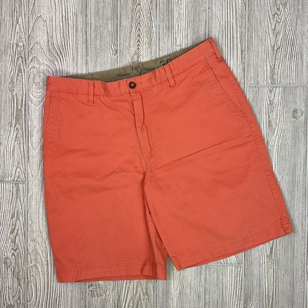 Izod Saltwater Chinos Shorts Mens Size 36 Orange 9" Inseam Flat Front Coral Salm